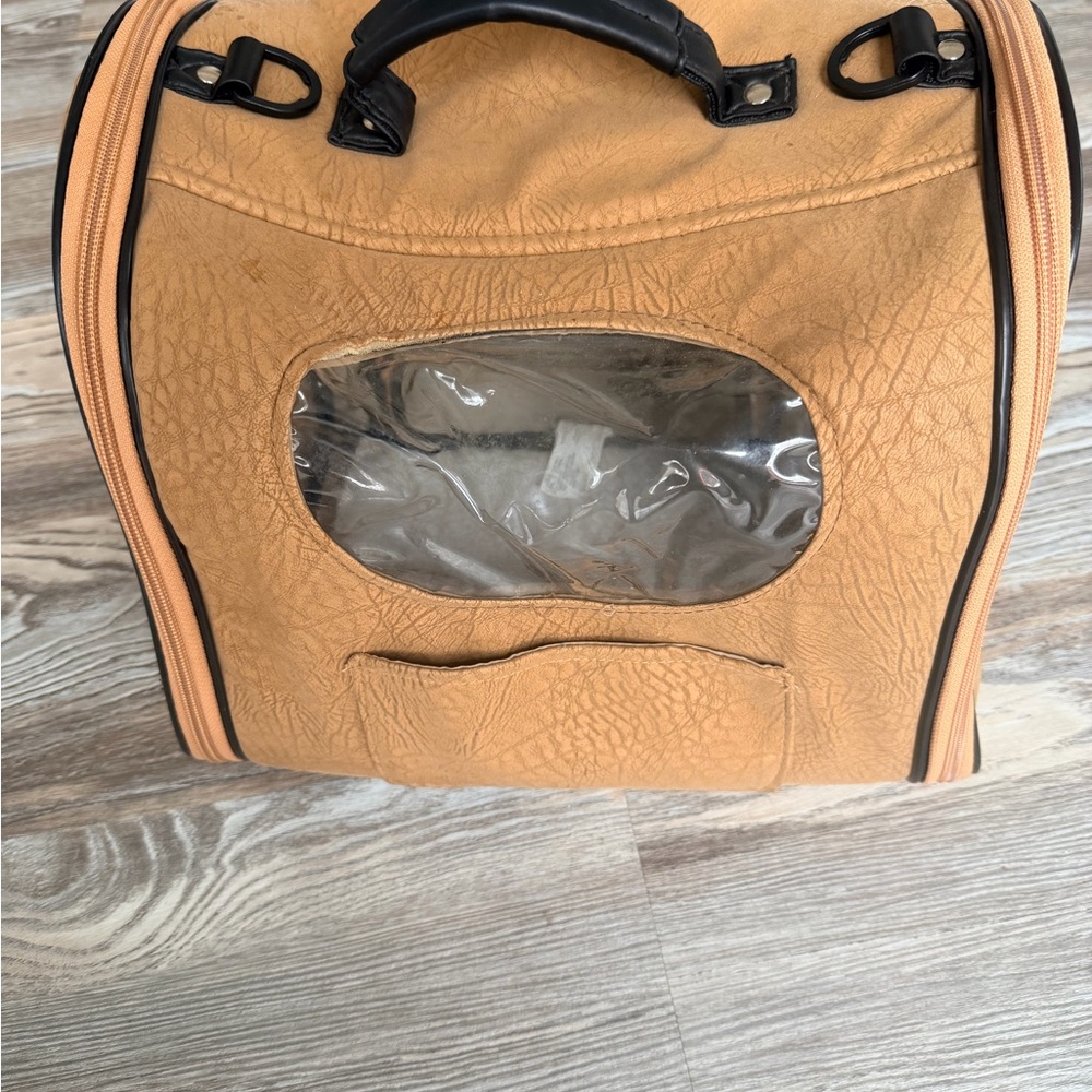 Small Tan Pet Carrier with Black Accents - Picture 5 of 5
